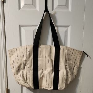Victoria Secrets Striped Canvas Tote Bag